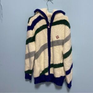 Casablancafurry zip-up geometric fleece jacket